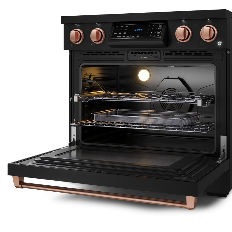 36 Inch Professional Electric Range With Tilt Panel Touch Control In Black/rose Gold Gordon Ramsay Series RSE36BRSG