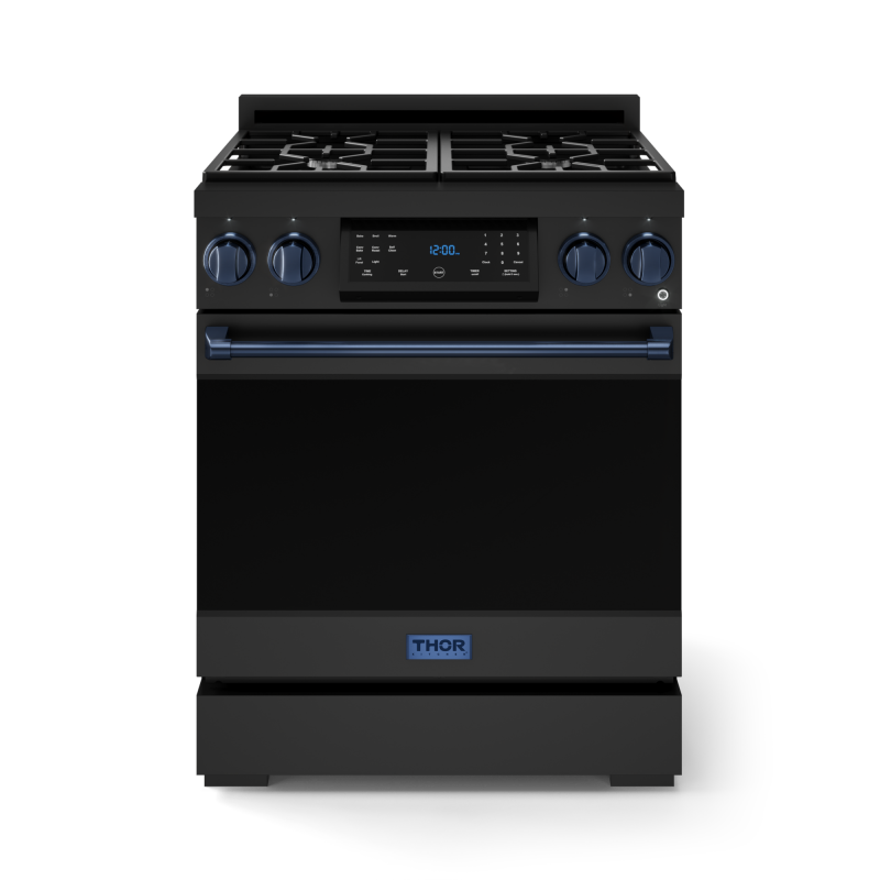 30 Inch Professional Gas Range With Tilt Panel Touch Control In Matte Black/blue Gordon Ramsay Series RSG30BBLU