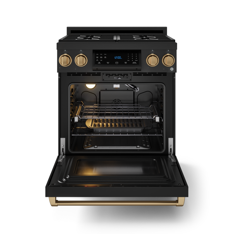 30 Inch Professional Gas Range With Tilt Panel Touch Control In Matte Black/bronze Gordon Ramsay Series RSG30BBRZ