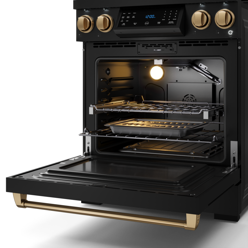 30 Inch Professional Gas Range With Tilt Panel Touch Control In Matte Black/bronze Gordon Ramsay Series RSG30BBRZ