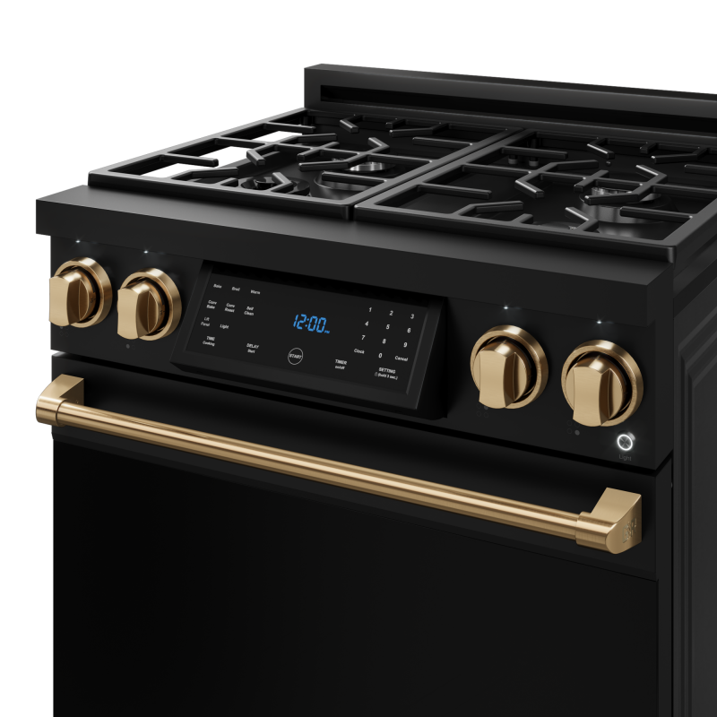 30 Inch Professional Gas Range With Tilt Panel Touch Control In Matte Black/bronze Gordon Ramsay Series RSG30BBRZ