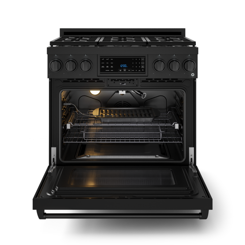 36 Inch Professional Gas Range With Tilt Panel Touch Control In Black Gordon Ramsay Series RSG36B