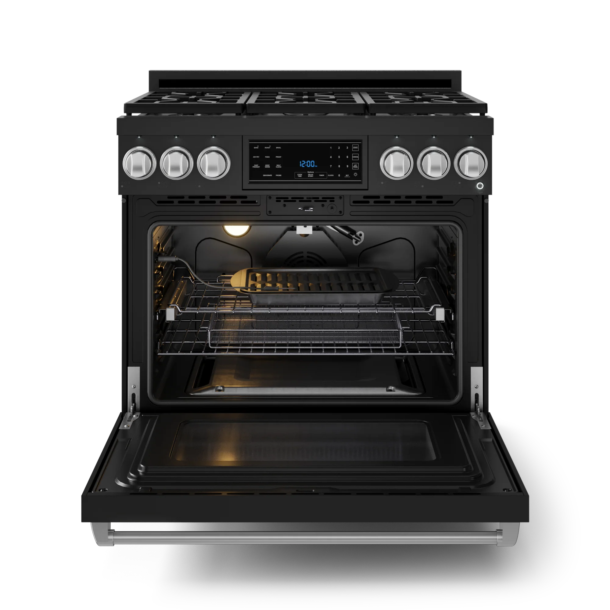 36 Inch Professional Gas Range With Tilt Panel Touch Control In Stainless Black/stainless Steel Gordon Ramsay Series RSG36BSS