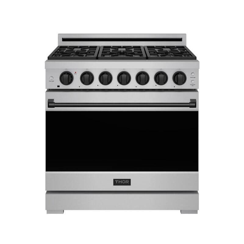 36 Inch Professional Gas Range With Precision Knob In Stainless Steel And Black Gordon Ramsay Series RSG36PBLK