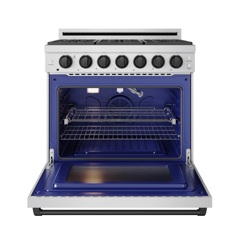 36 Inch Professional Gas Range With Precision Knob In Stainless Steel And Black Gordon Ramsay Series RSG36PBLK