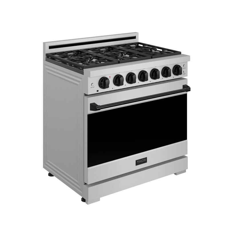 36 Inch Professional Gas Range With Precision Knob In Stainless Steel And Black Gordon Ramsay Series RSG36PBLK
