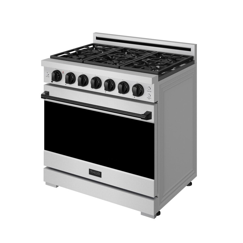 36 Inch Professional Gas Range With Precision Knob In Stainless Steel And Black Gordon Ramsay Series RSG36PBLK