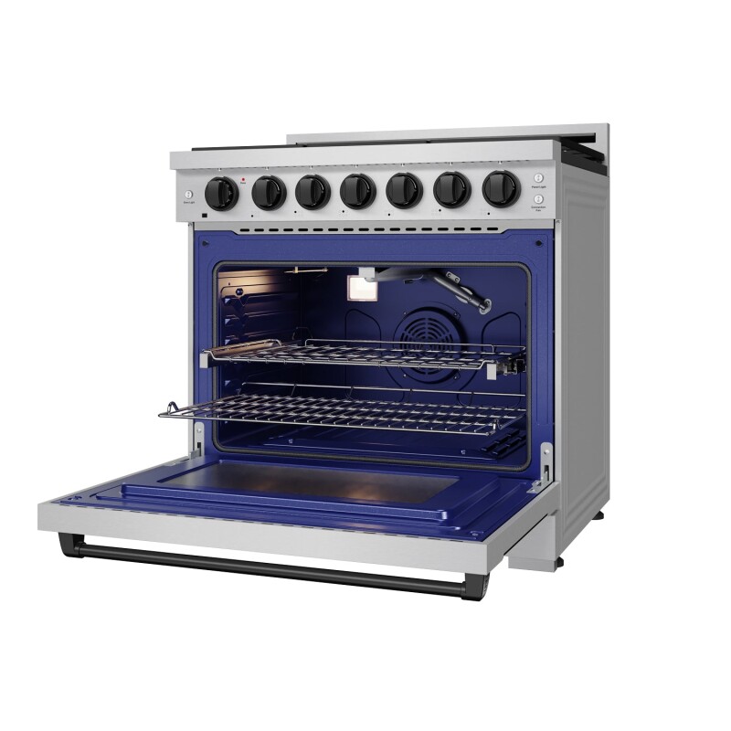 36 Inch Professional Gas Range With Precision Knob In Stainless Steel And Black Gordon Ramsay Series RSG36PBLK