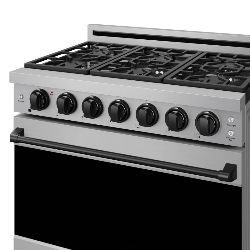 36 Inch Professional Gas Range With Precision Knob In Stainless Steel And Black Gordon Ramsay Series RSG36PBLK