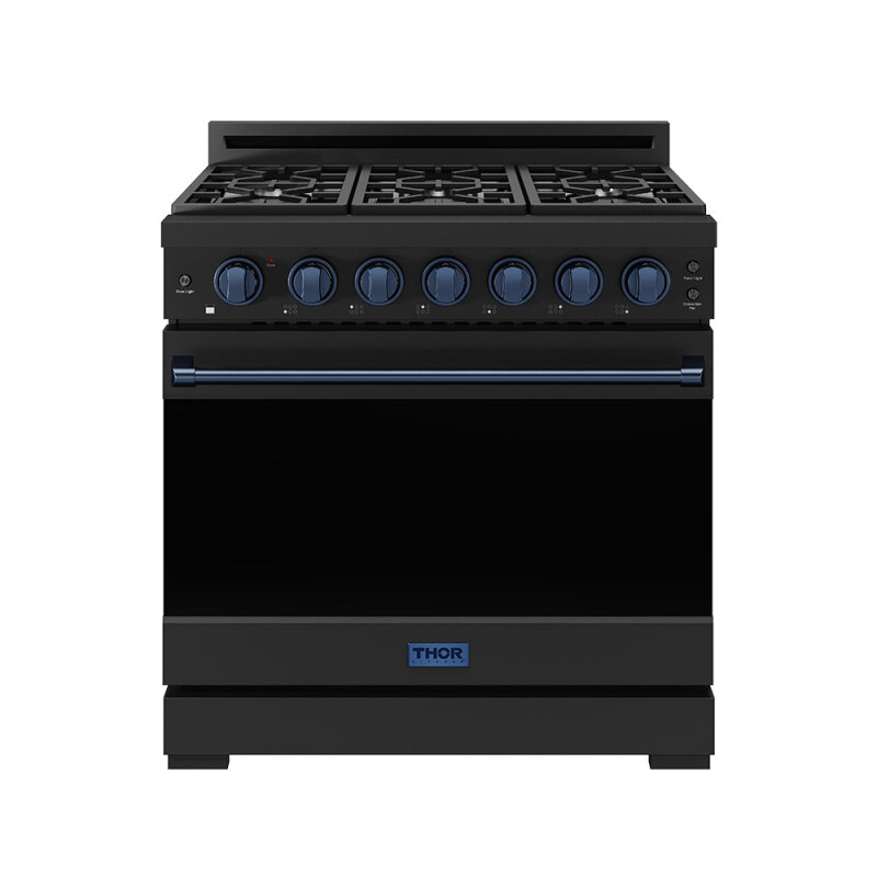 36 Inch Professional Liquid Propane Range With Precision Knob In Black And Blue Gordon Ramsay Series RSG36PBLPBLU