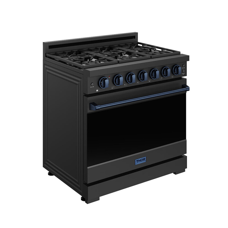 36 Inch Professional Liquid Propane Range With Precision Knob In Black And Blue Gordon Ramsay Series RSG36PBLPBLU