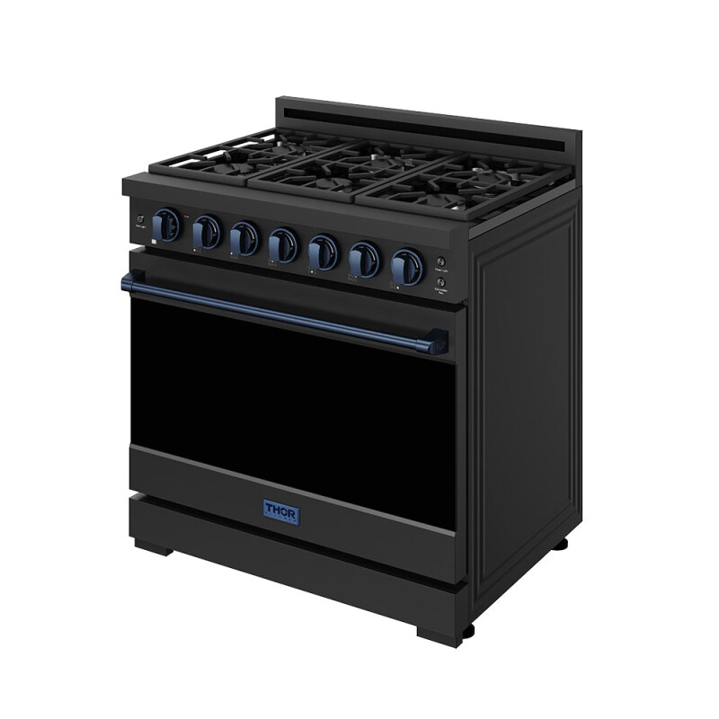 36 Inch Professional Liquid Propane Range With Precision Knob In Black And Blue Gordon Ramsay Series RSG36PBLPBLU