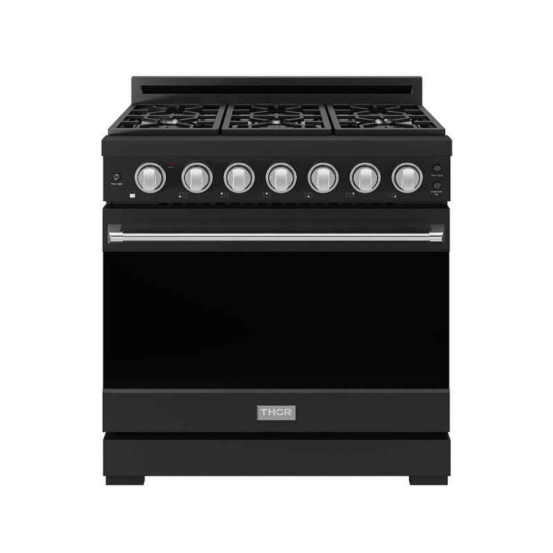 36 Inch Professional Liquid Propane Range With Precision Knob In Black And Stainless Steel Gordon Ramsay Series RSG36PBLPSS