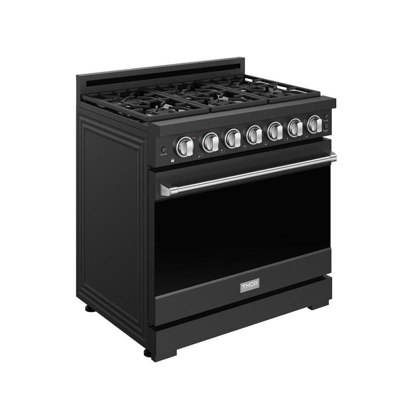36 Inch Professional Liquid Propane Range With Precision Knob In Black And Stainless Steel Gordon Ramsay Series RSG36PBLPSS