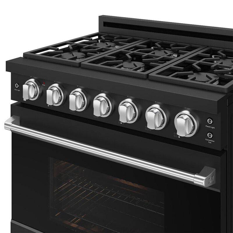 36 Inch Professional Liquid Propane Range With Precision Knob In Black And Stainless Steel Gordon Ramsay Series RSG36PBLPSS