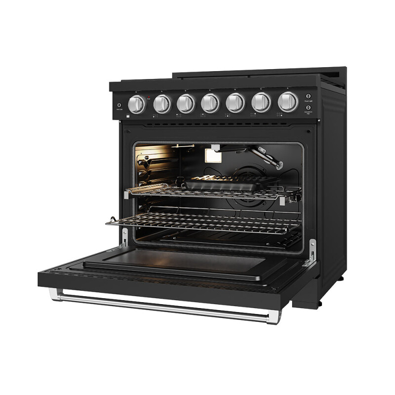 36 Inch Professional Liquid Propane Range With Precision Knob In Black And Stainless Steel Gordon Ramsay Series RSG36PBLPSS