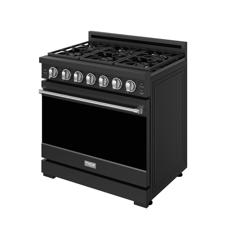 36 Inch Professional Liquid Propane Range With Precision Knob In Black And Stainless Steel Gordon Ramsay Series RSG36PBLPSS