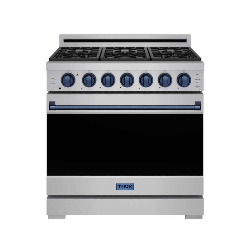 36 Inch Professional Liquid Propane Range With Precision Knob In Stainless Steel And Blue Gordon Ramsay Series RSG36PLPBLU