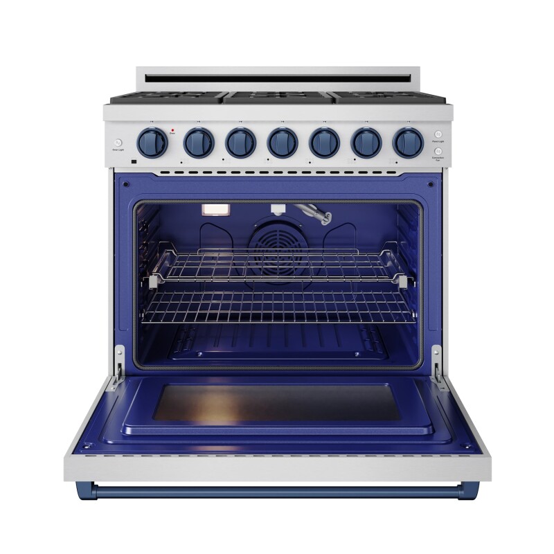 36 Inch Professional Liquid Propane Range With Precision Knob In Stainless Steel And Blue Gordon Ramsay Series RSG36PLPBLU