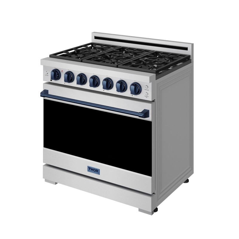 36 Inch Professional Liquid Propane Range With Precision Knob In Stainless Steel And Blue Gordon Ramsay Series RSG36PLPBLU