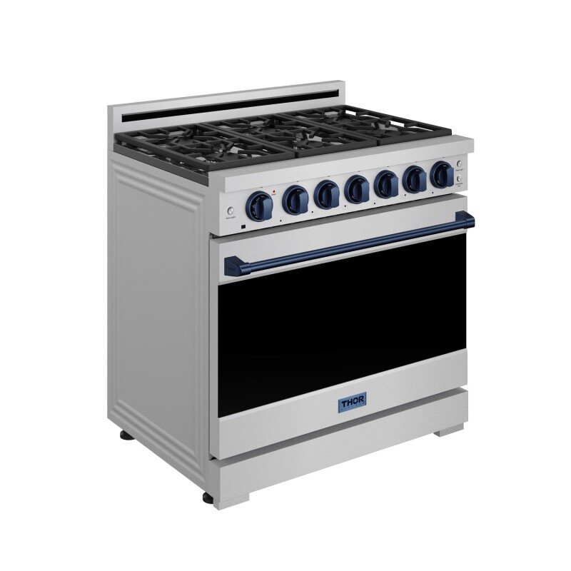 36 Inch Professional Liquid Propane Range With Precision Knob In Stainless Steel And Blue Gordon Ramsay Series RSG36PLPBLU