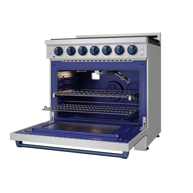 36 Inch Professional Liquid Propane Range With Precision Knob In Stainless Steel And Blue Gordon Ramsay Series RSG36PLPBLU