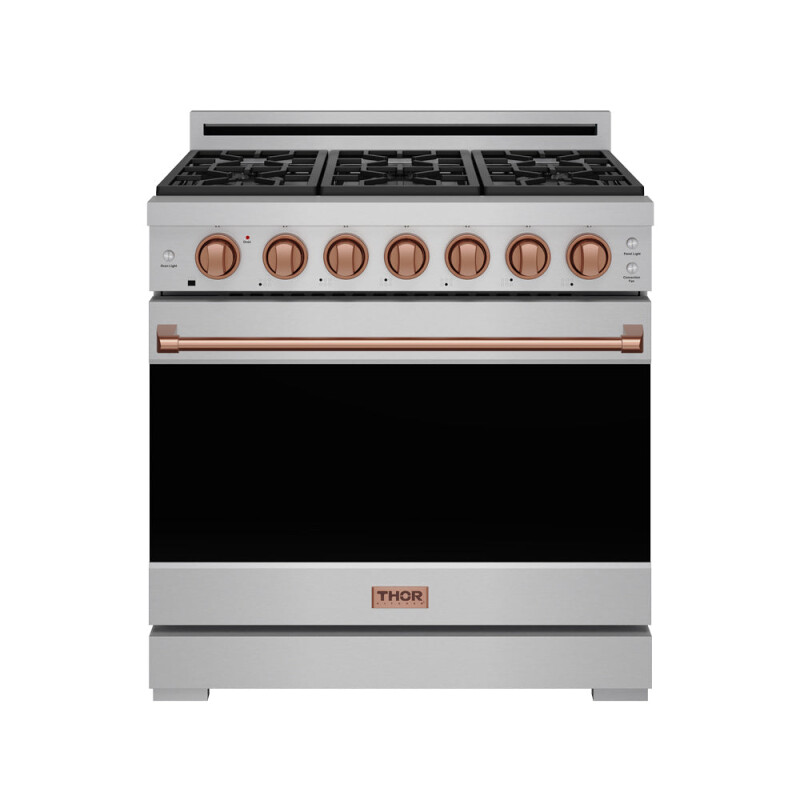 36 Inch Professional Gas Range With Precision Knob In Stainless Steel And Rose Gold Gordon Ramsay Series RSG36PRSG