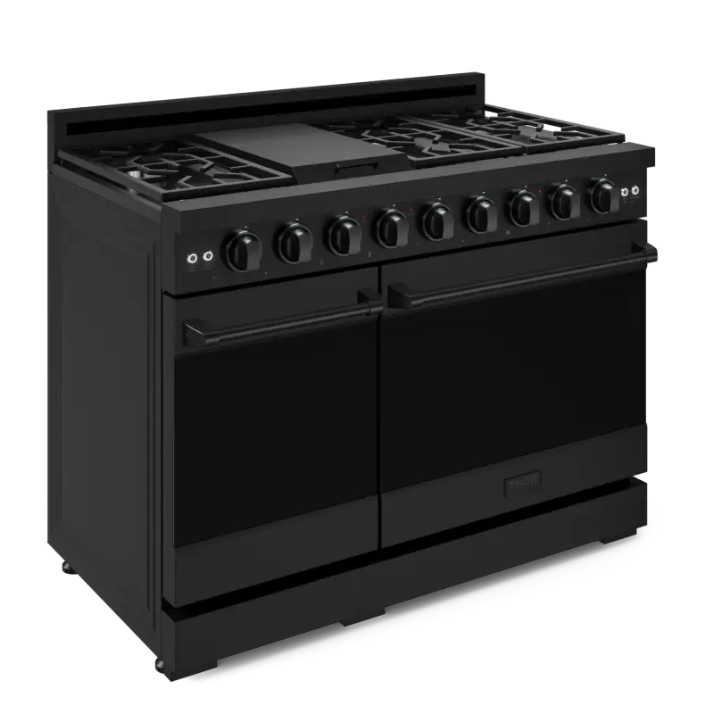48 Inch Professional Gas Range With Pro-style Knobs In Black Gordon Ramsay Series RSG48EB