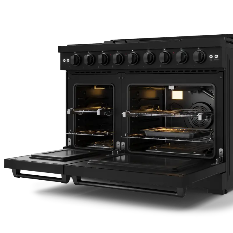 48 Inch Professional Gas Range With Pro-style Knobs In Black Gordon Ramsay Series RSG48EB
