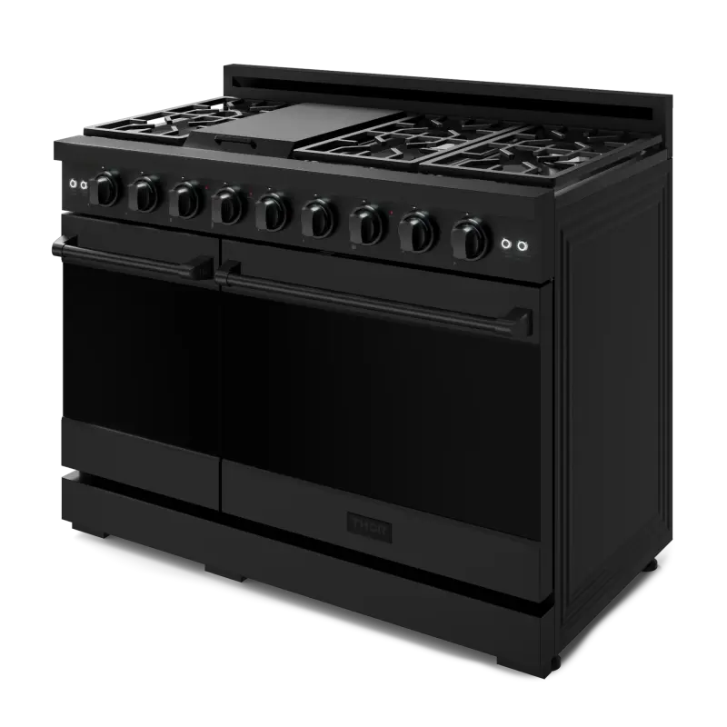 48 Inch Professional Gas Range With Pro-style Knobs In Black Gordon Ramsay Series RSG48EB