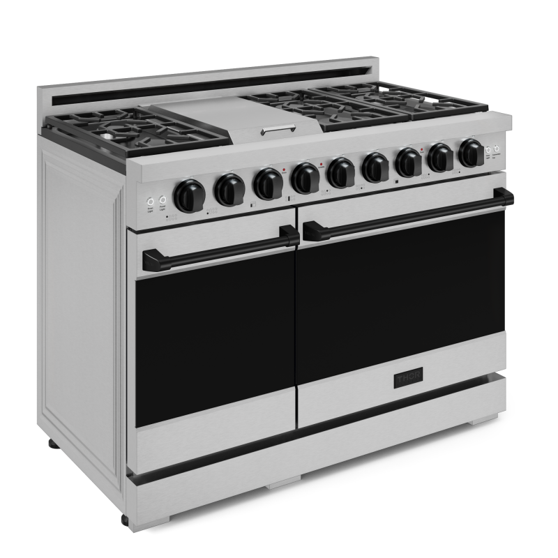 48 Inch Professional Gas Range With Pro-style Knobs In Stainless Steel/black Gordon Ramsay Series RSG48EBLK