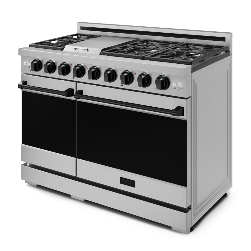 48 Inch Professional Gas Range With Pro-style Knobs In Stainless Steel/black Gordon Ramsay Series RSG48EBLK