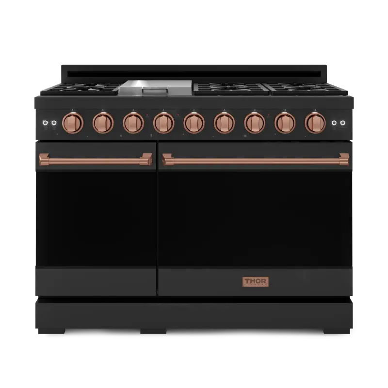 48 Inch Professional Gas Range With Tilt Panel Touch Control In Black/rose Gold Gordon Ramsay Series RSG48EBRSG