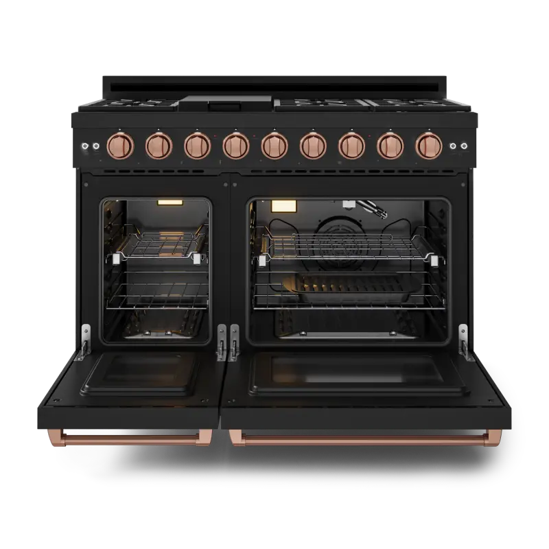 48 Inch Professional Gas Range With Tilt Panel Touch Control In Black/rose Gold Gordon Ramsay Series RSG48EBRSG