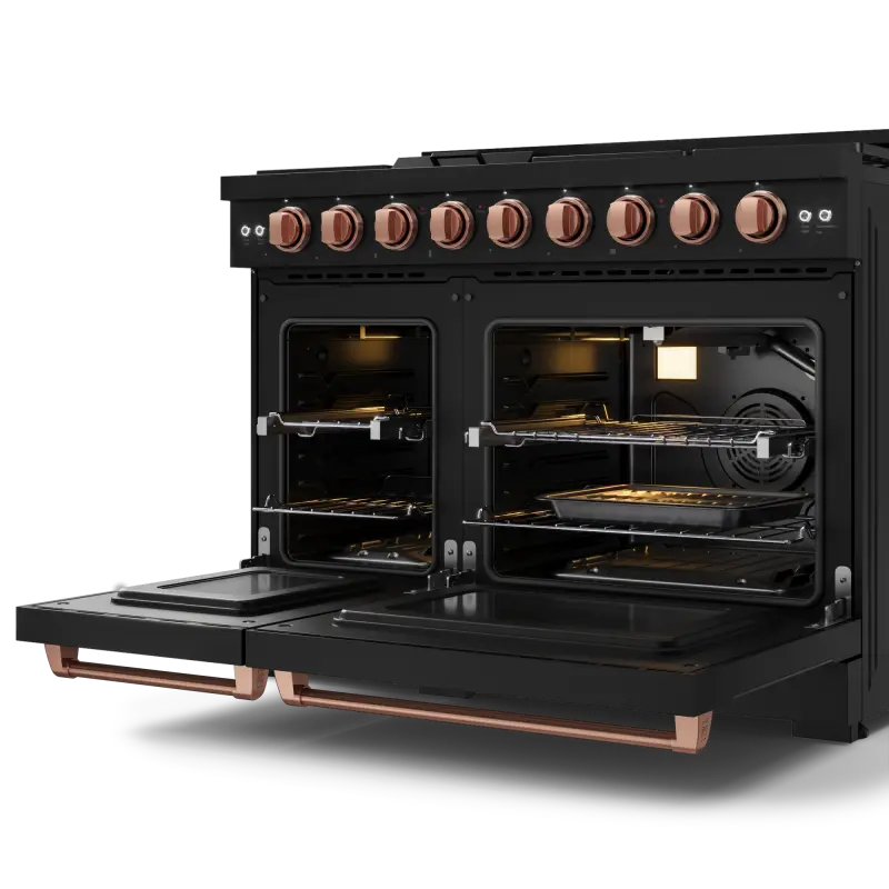 48 Inch Professional Gas Range With Tilt Panel Touch Control In Black/rose Gold Gordon Ramsay Series RSG48EBRSG