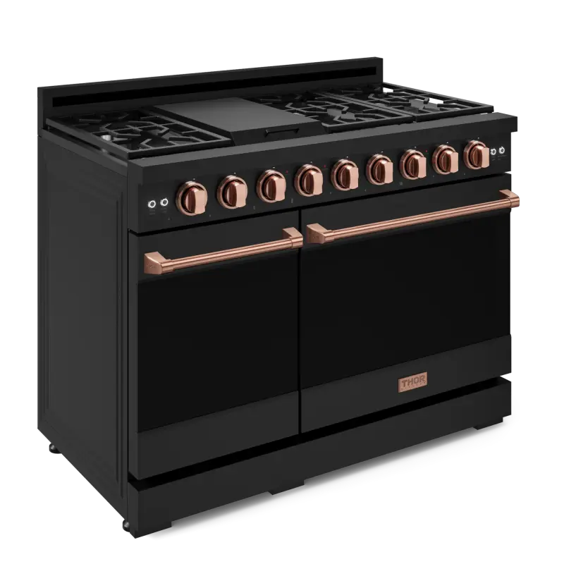 48 Inch Professional Gas Range With Tilt Panel Touch Control In Black/rose Gold Gordon Ramsay Series RSG48EBRSG