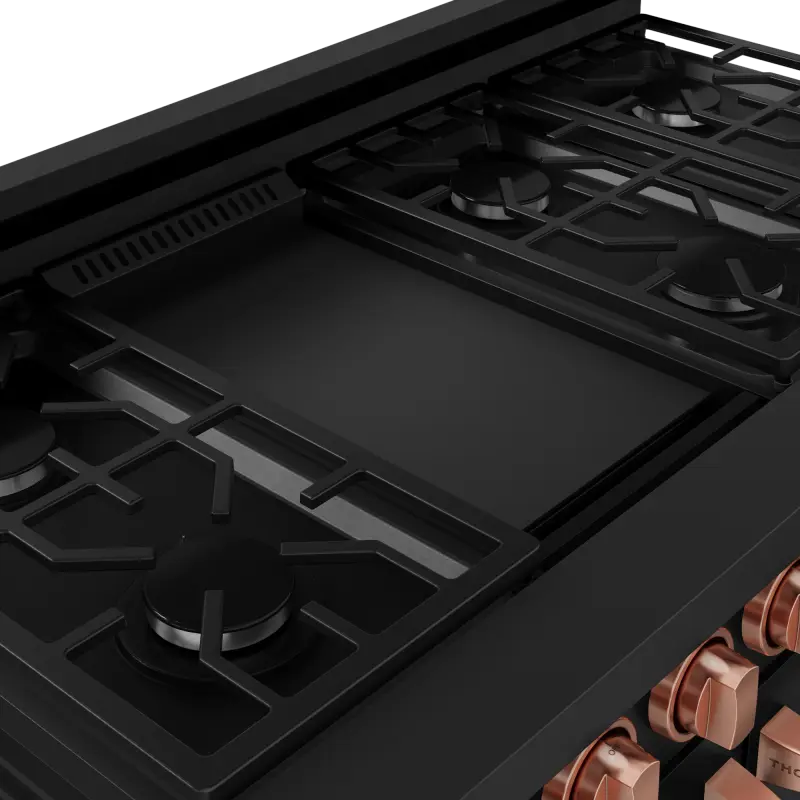 48 Inch Professional Gas Range With Tilt Panel Touch Control In Black/rose Gold Gordon Ramsay Series RSG48EBRSG