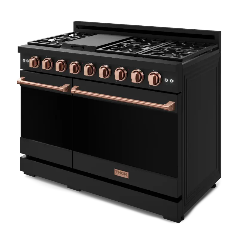 48 Inch Professional Gas Range With Tilt Panel Touch Control In Black/rose Gold Gordon Ramsay Series RSG48EBRSG