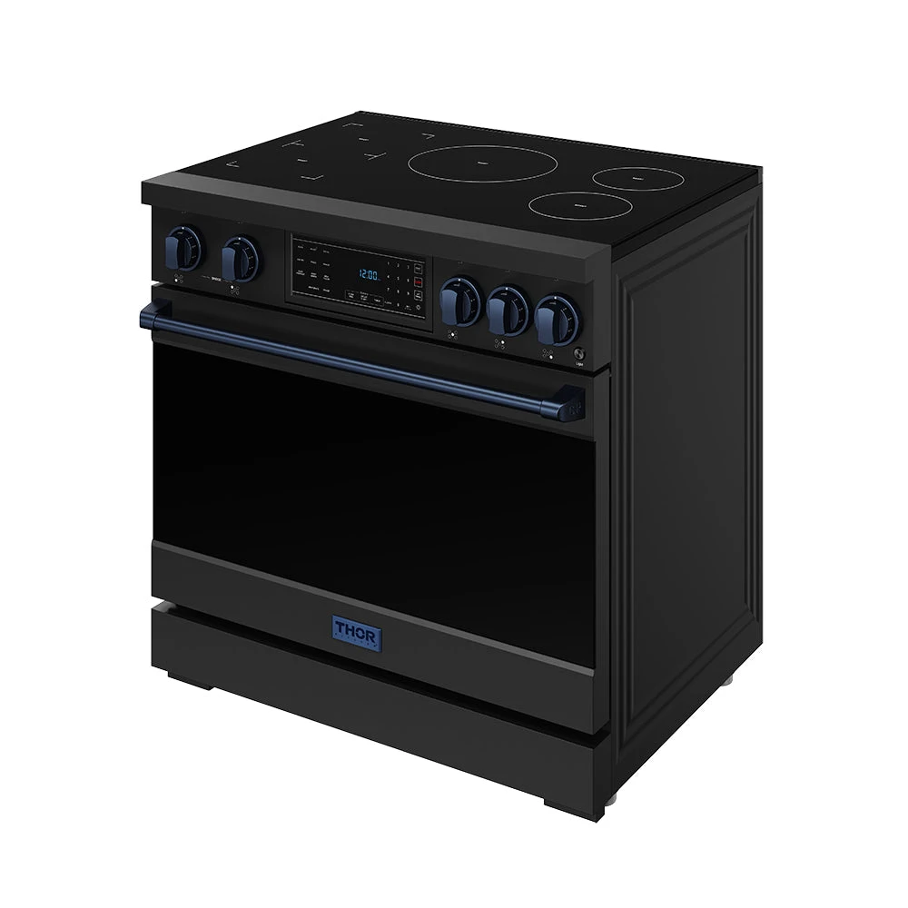 36 Inch Professional Induction Range With Tilt Panel Touch Control In Black And Blue Gordon Ramsay Series RSI36BBLU