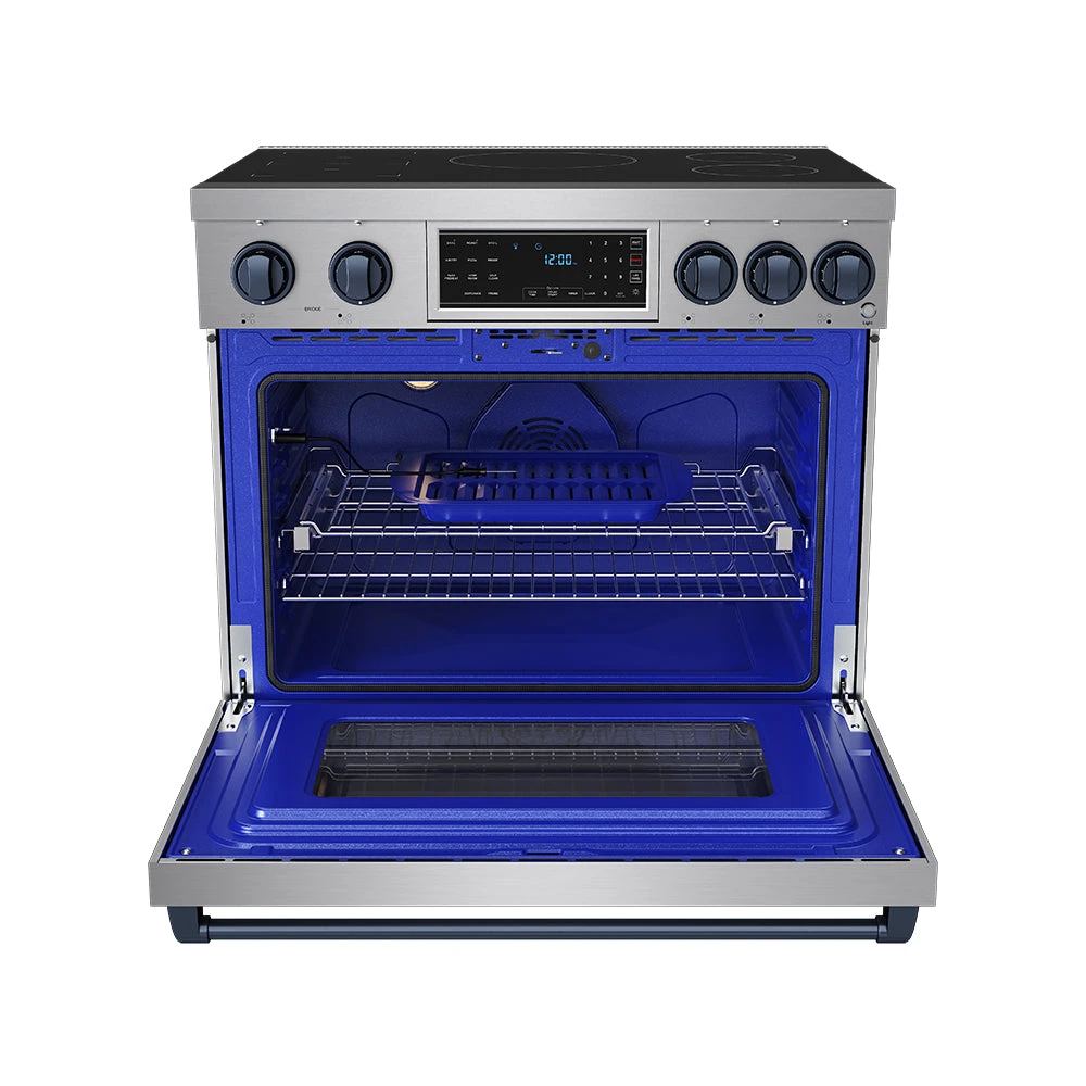 36 Inch Professional Induction Range With Tilt Panel Touch Control In Stainless Steel And Blue Gordon Ramsay Series RSI36BLU
