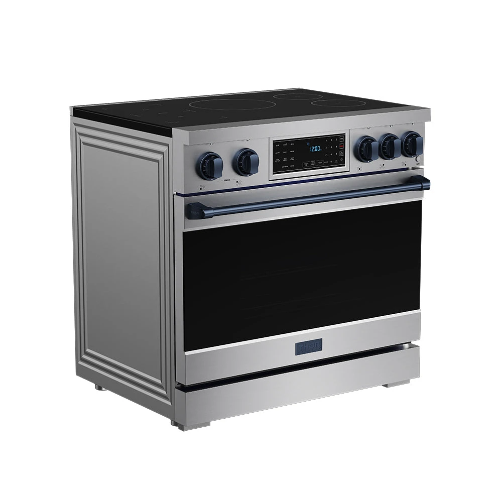36 Inch Professional Induction Range With Tilt Panel Touch Control In Stainless Steel And Blue Gordon Ramsay Series RSI36BLU