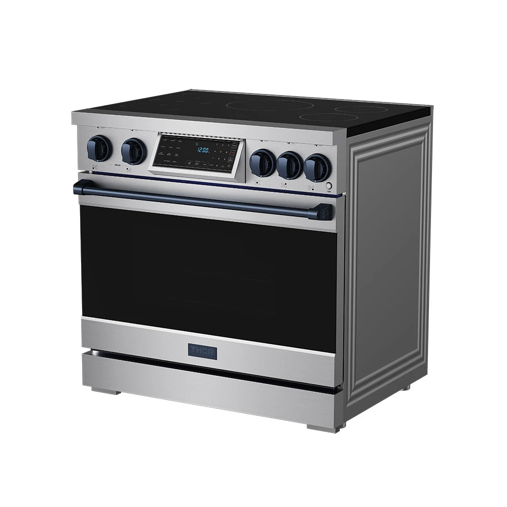 36 Inch Professional Induction Range With Tilt Panel Touch Control In Stainless Steel And Blue Gordon Ramsay Series RSI36BLU