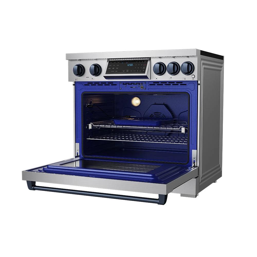 36 Inch Professional Induction Range With Tilt Panel Touch Control In Stainless Steel And Blue Gordon Ramsay Series RSI36BLU