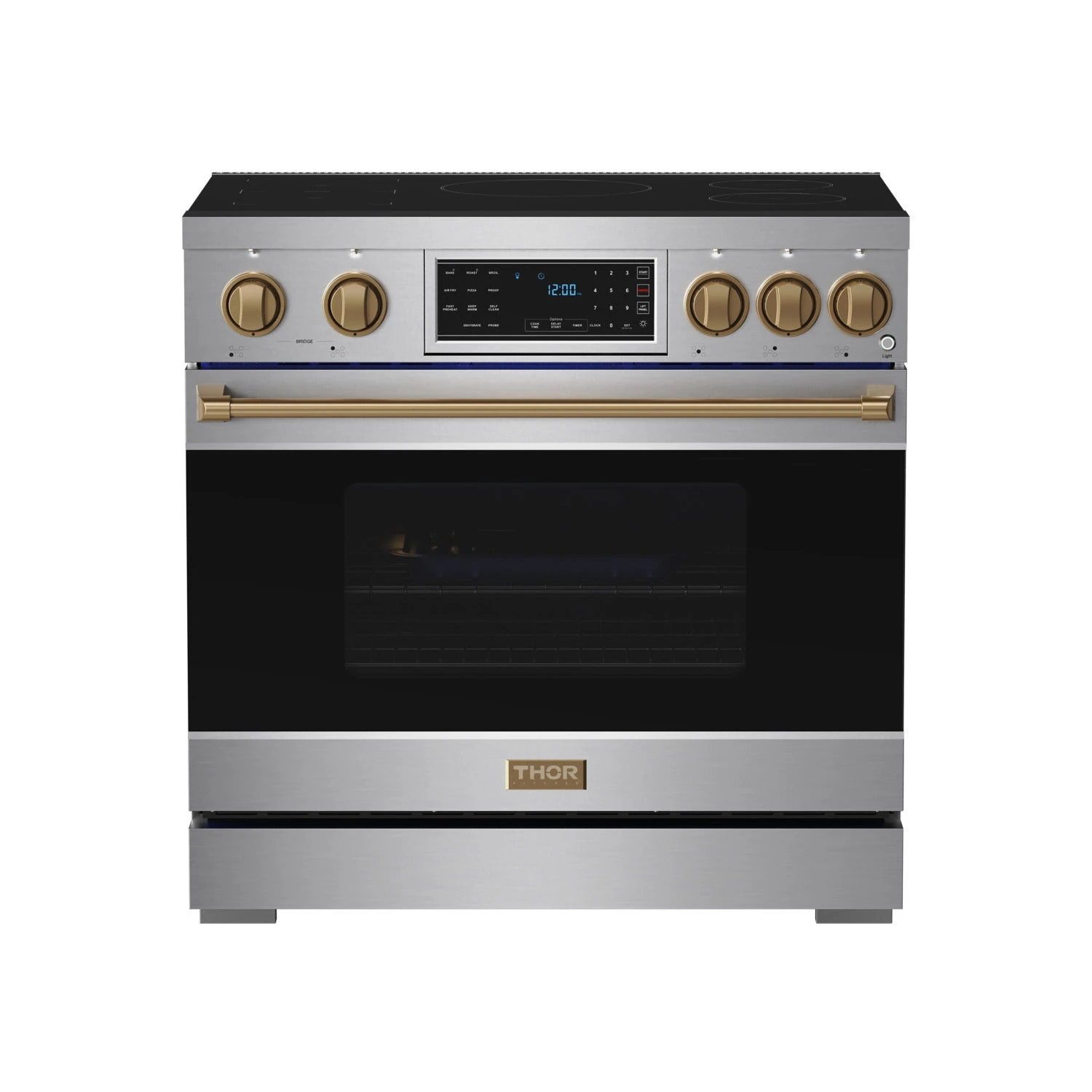 36 Inch Professional Induction Range With Tilt Panel Touch Control In Stainless Steel And Bronze Gordon Ramsay Series RSI36BRZ