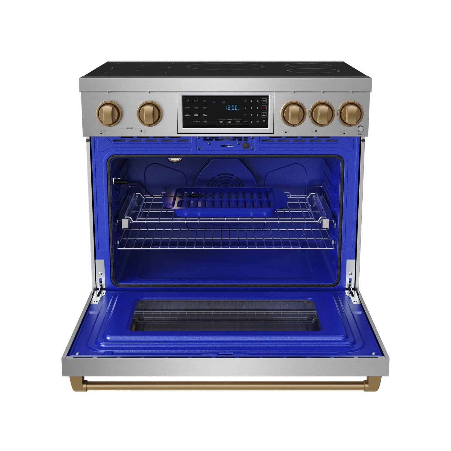 36 Inch Professional Induction Range With Tilt Panel Touch Control In Stainless Steel And Bronze Gordon Ramsay Series RSI36BRZ