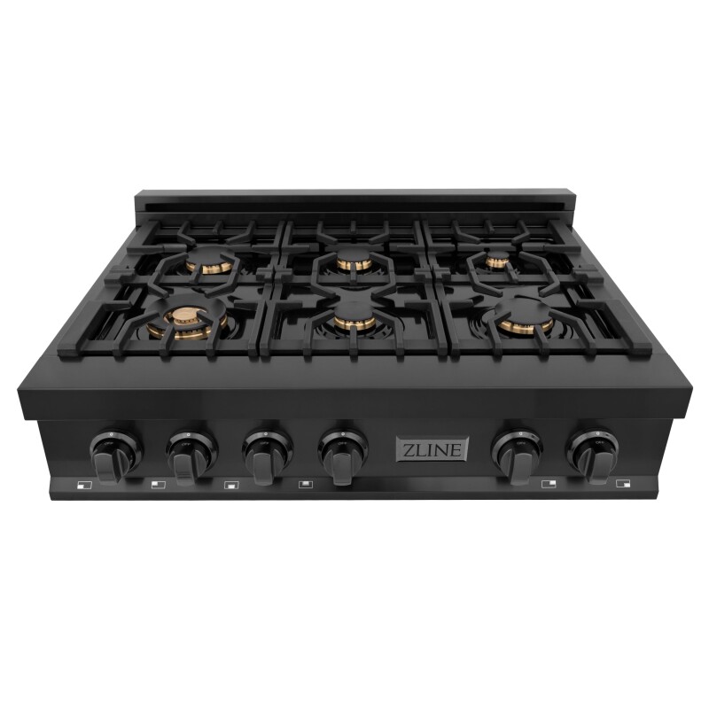 36" Porcelain Gas Stovetop with 6 Gas Brass Burners RTB36