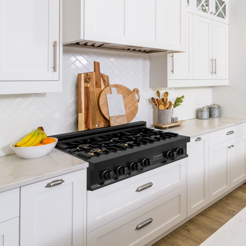 36" Porcelain Gas Stovetop with 6 Gas Brass Burners RTB36