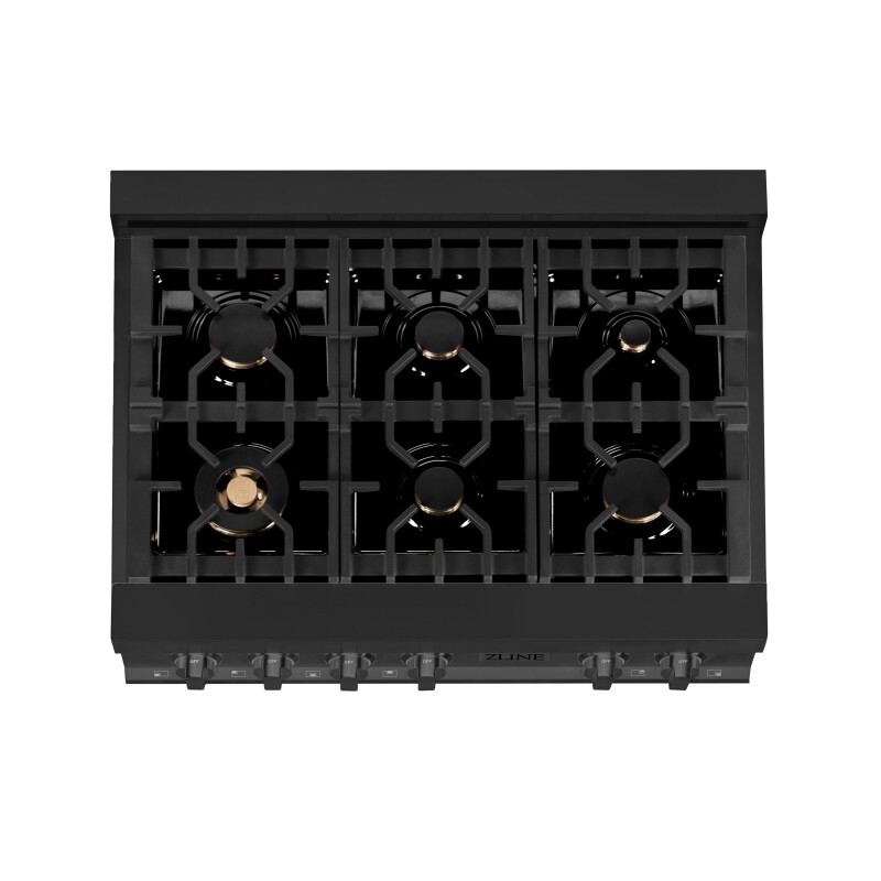 36" Porcelain Gas Stovetop with 6 Gas Brass Burners RTB36