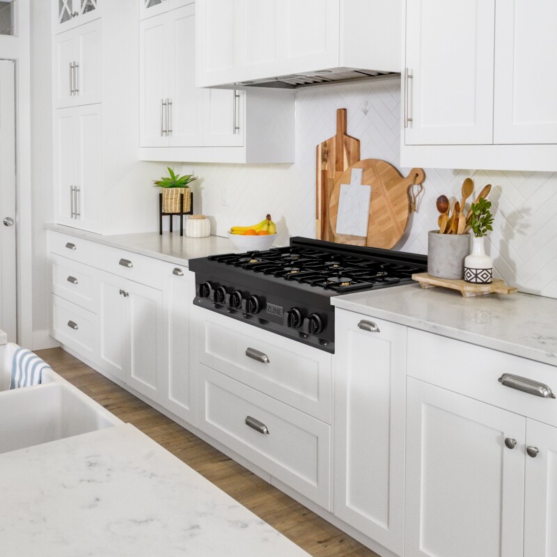 36" Porcelain Gas Stovetop with 6 Gas Brass Burners RTB36