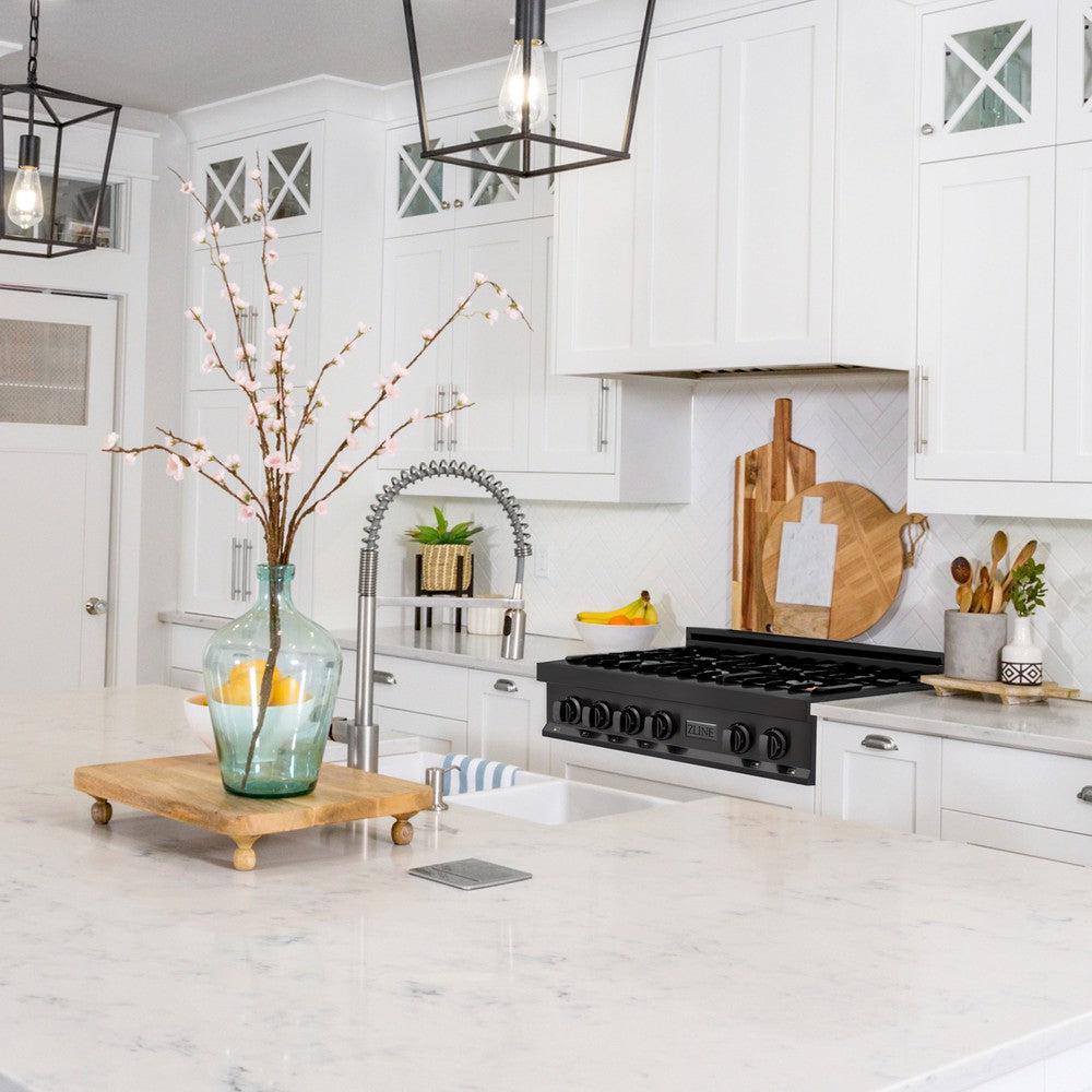 36" Porcelain Gas Stovetop with 6 Gas Brass Burners RTBBR36